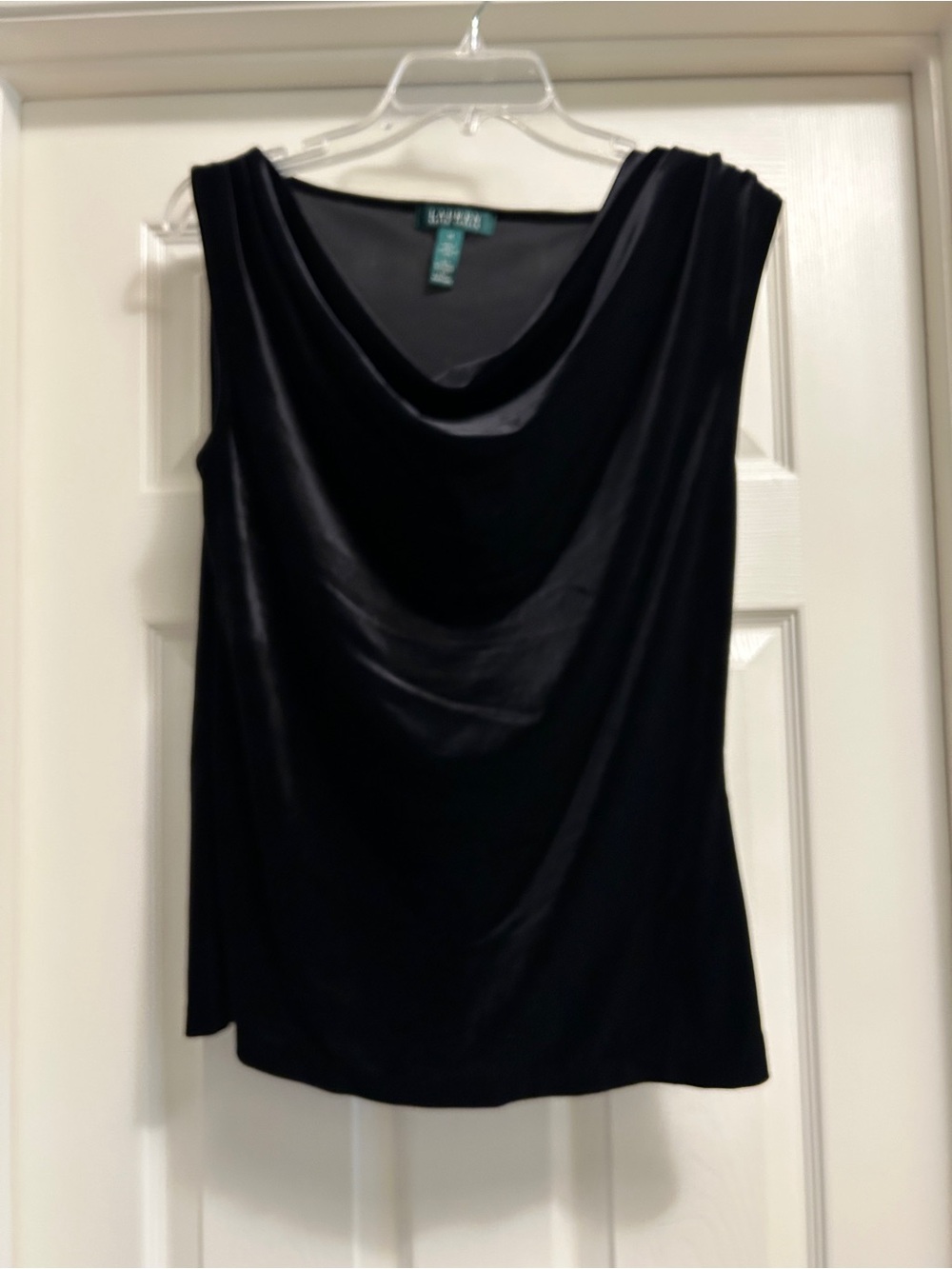 Ralph Lauren Black Draped Cowl Neck Sleeveless Top